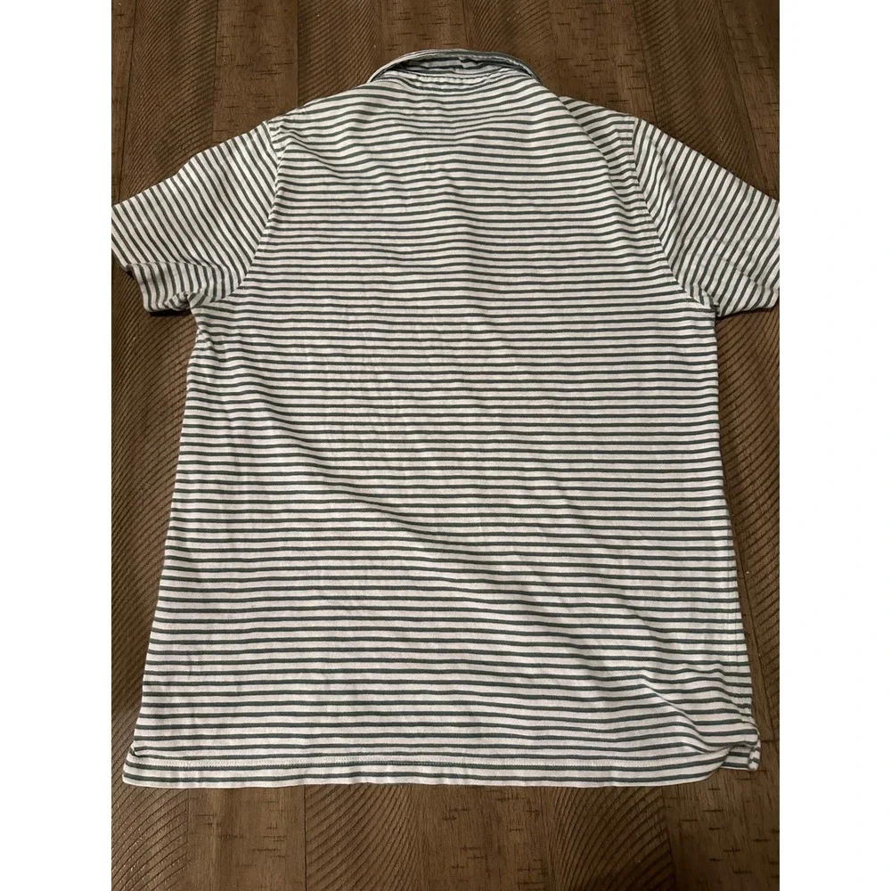 J.Crew Men's Slub Cotton Striped Pocket Polo Shirt Size L Green White AI946